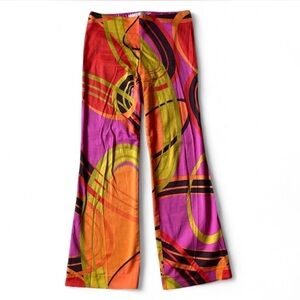 Vintage Trina Turk 1970s Vibe Patterned Flare Pants